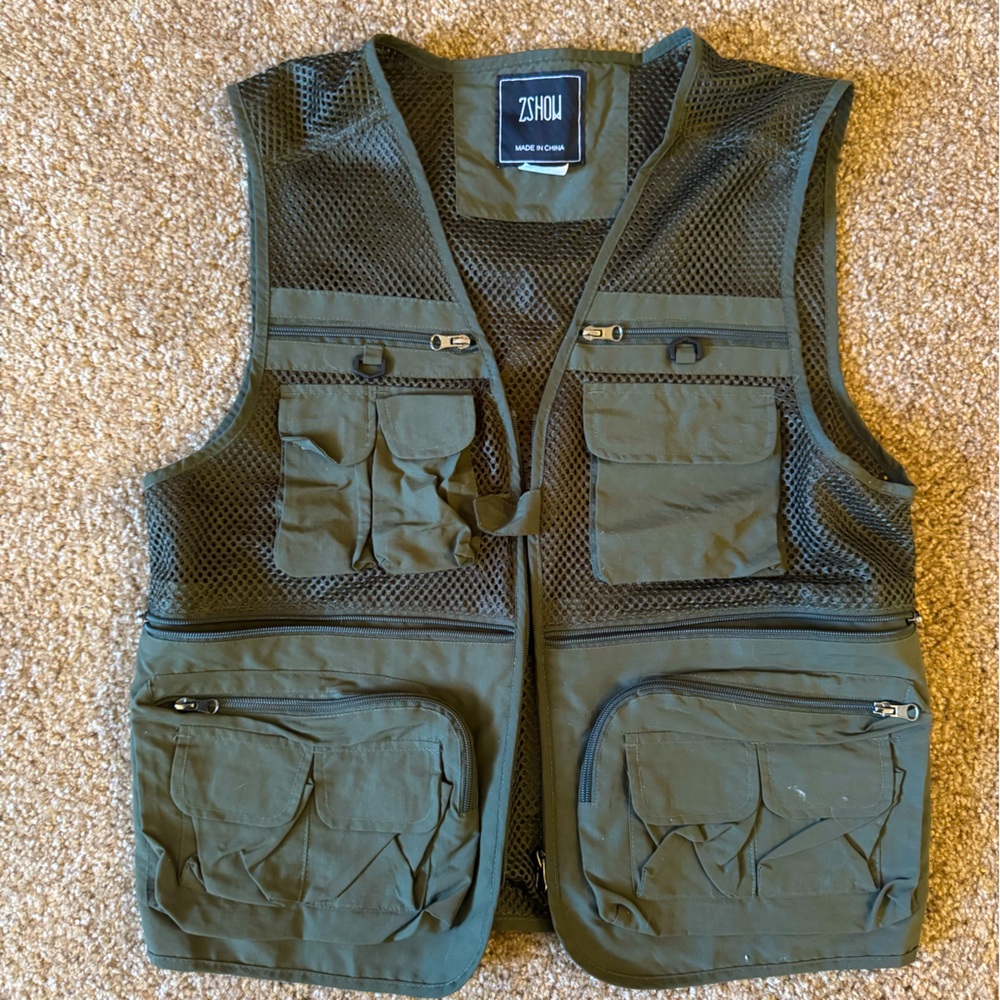 Army Green Cargo Techwear Fishing Vest